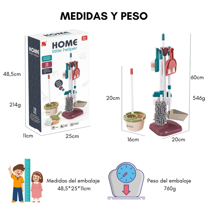 Juguete De Limpieza Para Niños Set De Aseo Didactico 18 Pcs