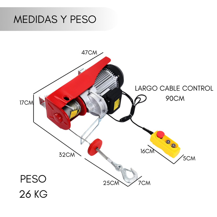 Tecle Electrico 1200kg Izaje O Levante 220v 1800w