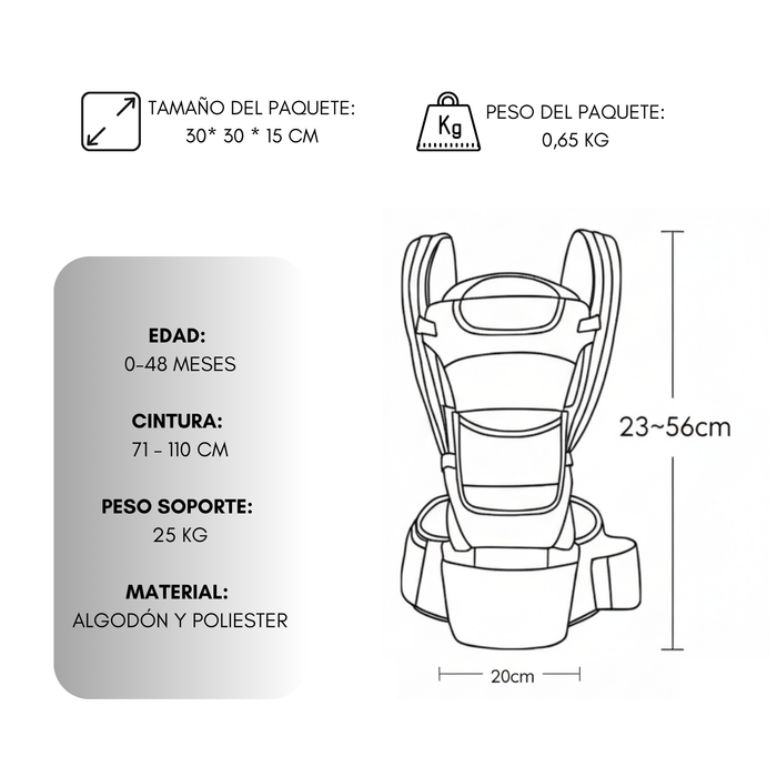 Mochila Porta Bebé Cánguro Ergonómico 15 Posiciones 48 Meses