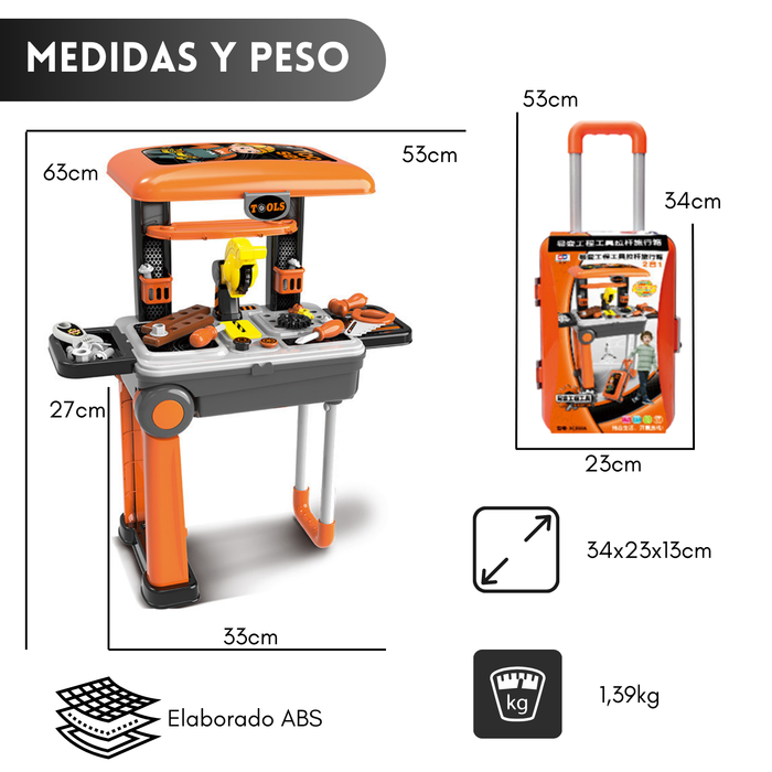 Maleta Juegos Transformable 2 en 1 Set Herramientas 30 Piezas