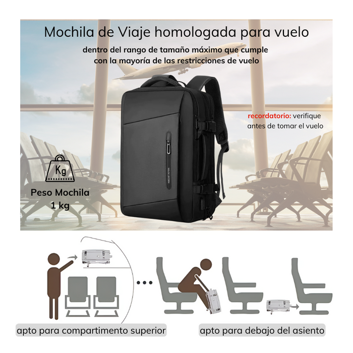 Mochila Carry On Impermeable Capucha Expansible 35 Lts