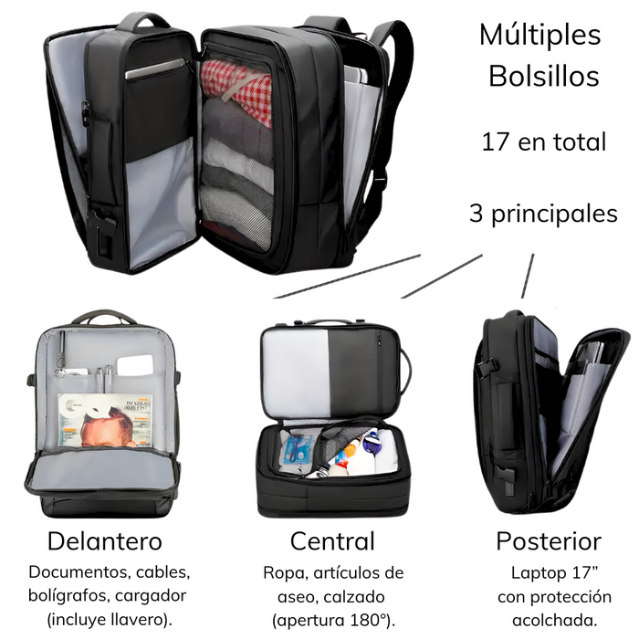 Mochila Carry On Impermeable Capucha Expansible 35 Lts