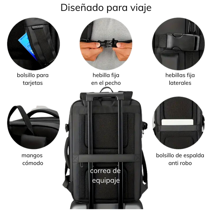 Mochila Carry On Impermeable Capucha Expansible 35 Lts