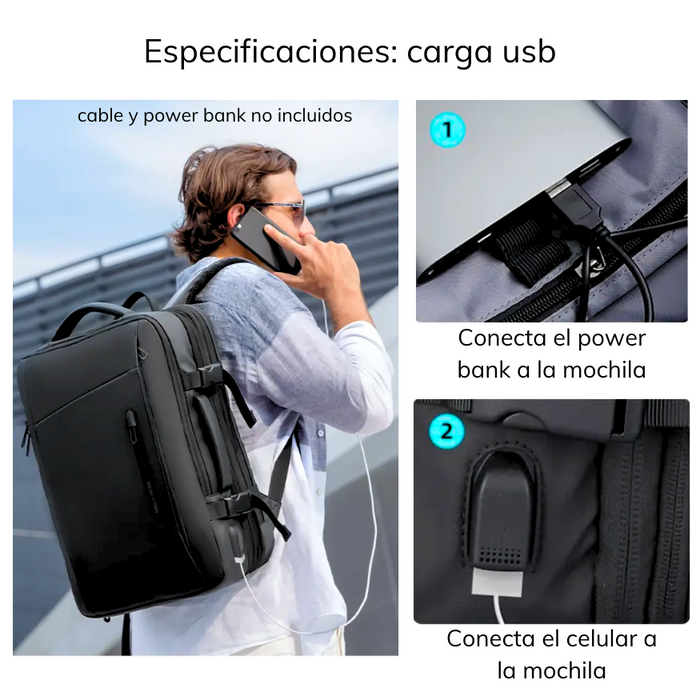 Mochila Carry On Impermeable Capucha Expansible 35 Lts