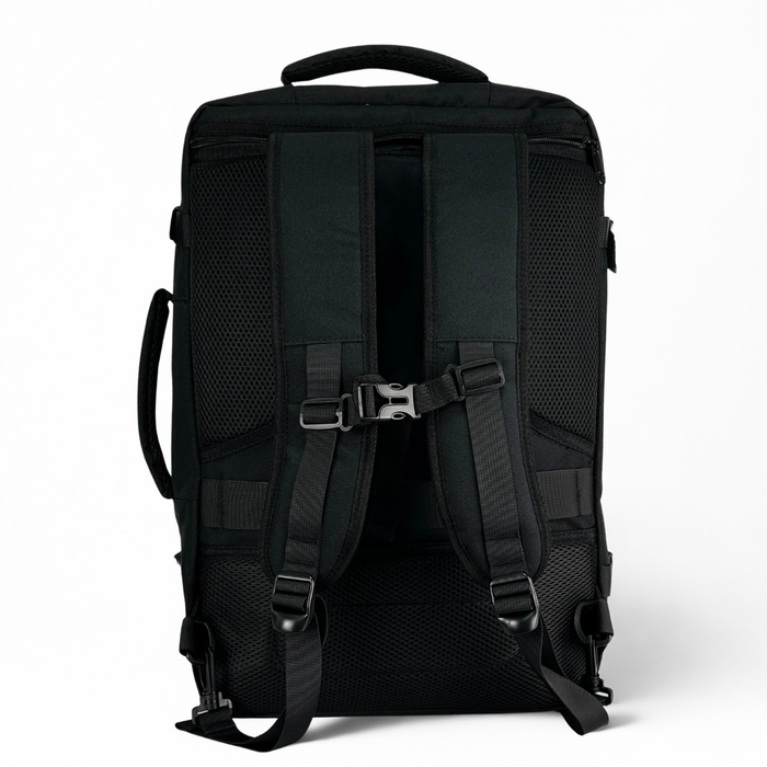 Mochila De Viaje Avión Expandible 40l Impermeable Antirrobo Negro