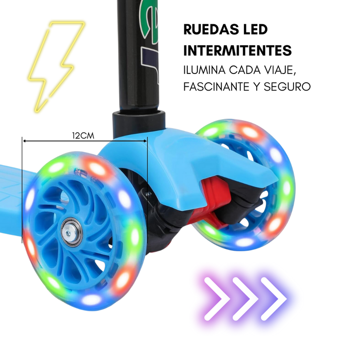 Monopatín Scooter Para Niños 4 Ruedas Luz Led