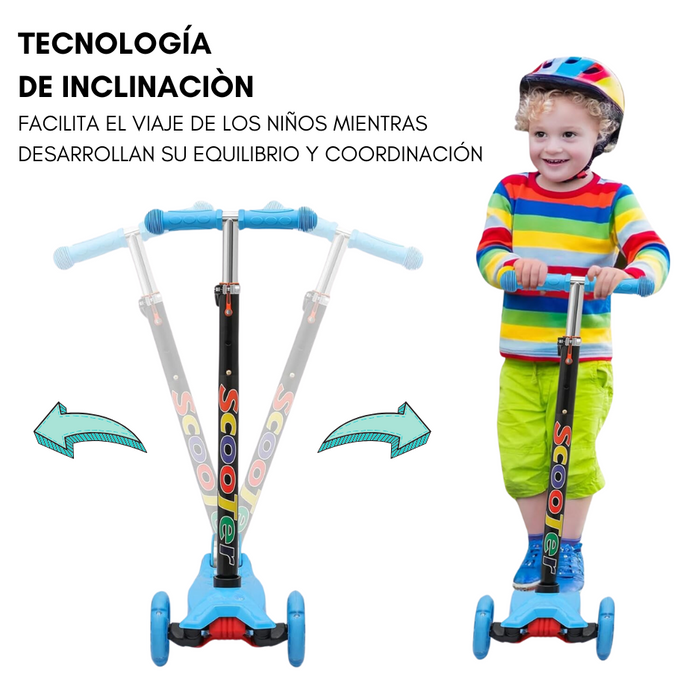 Monopatín Scooter Para Niños 4 Ruedas Luz Led