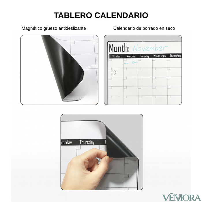 Pizarra Calendario Mensual Magnética Para Refrigerador con Marcadores y Borrador