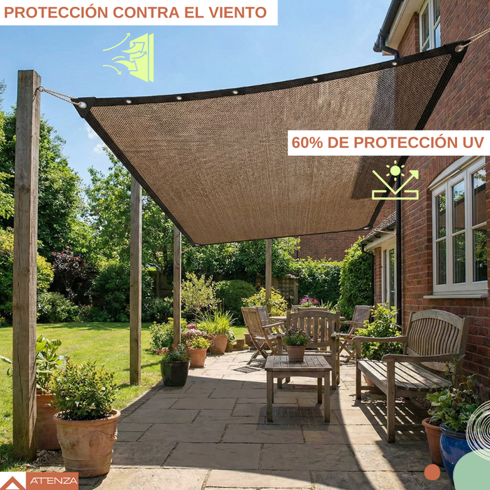 Toldo Vela Terraza Sombreadora Rectangular Malla Jardin 4x6m Orilla Negra Reforzado 6 Costuras