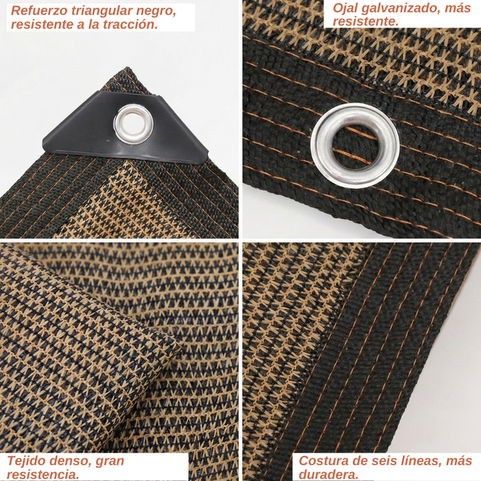Toldo Vela Terraza Sombreadora Rectangular Malla Jardin 4x6m Orilla Negra Reforzado 6 Costuras