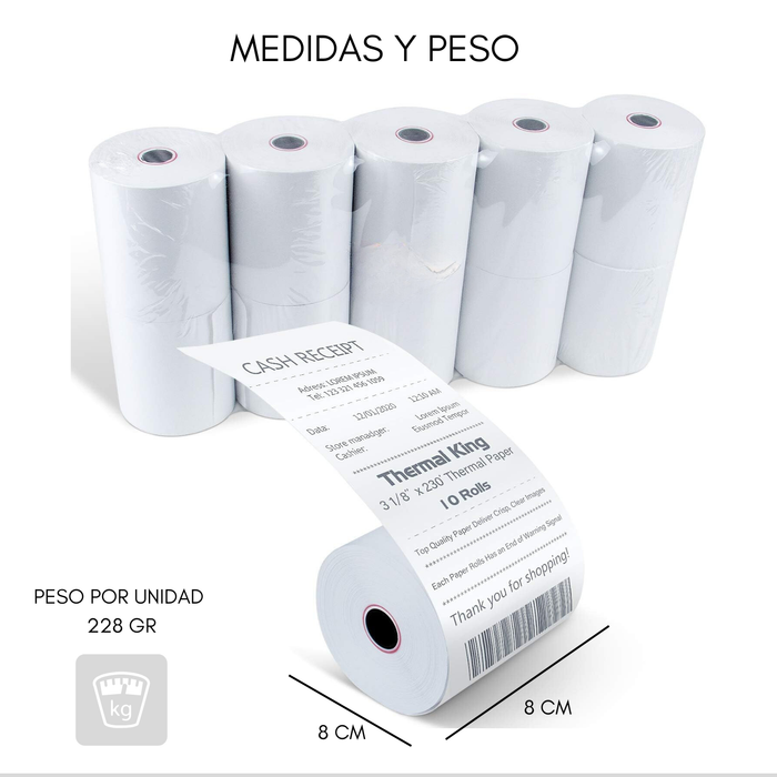Caja 50 Rollos Papel Térmico 80mm X 80mm Largo Telotenemos Papel Para Impresora Térmica Papel Rollo Termico Boleta Factura Color Blanco