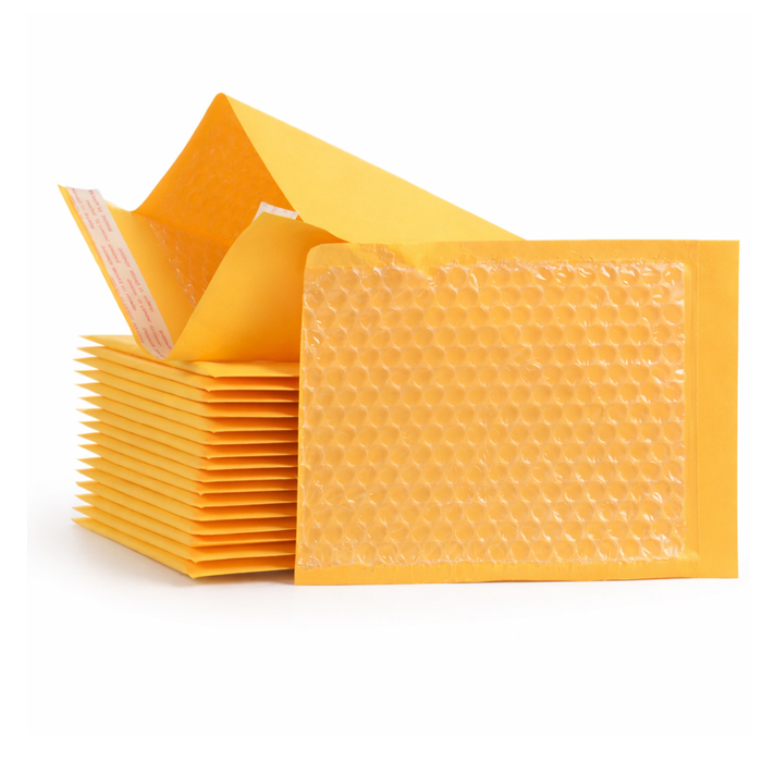 Pack 100 Sobre Kraft Acolchado Con Burbujas Para Envíos Amarillo 16x16 cm