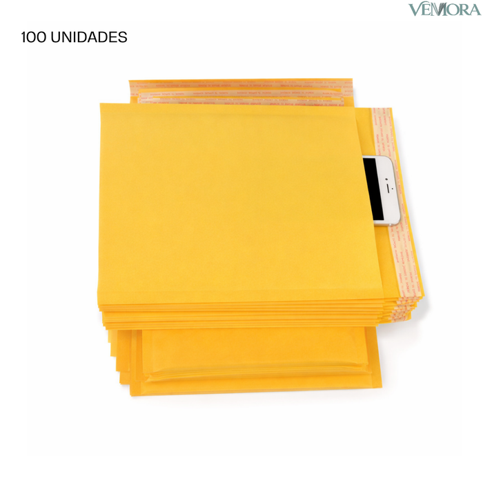 Pack 100 Sobre Kraft Acolchado Con Burbujas Para Envíos Amarillo 15x21 cm