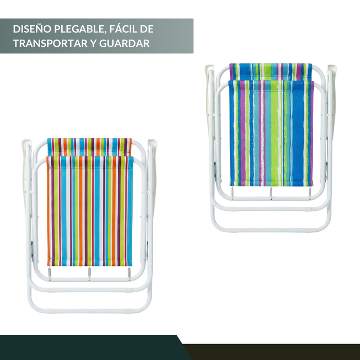 Pack X2 Silla Camping Plegable Playa Piscina Portátil Verde Y Roja