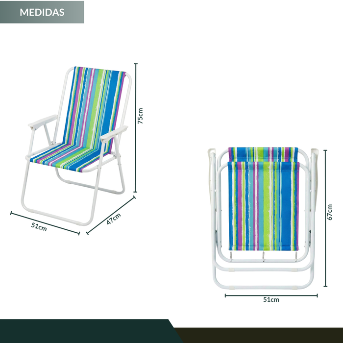 Pack X2 Silla Camping Plegable Playa Piscina Portátil Verde Y Roja