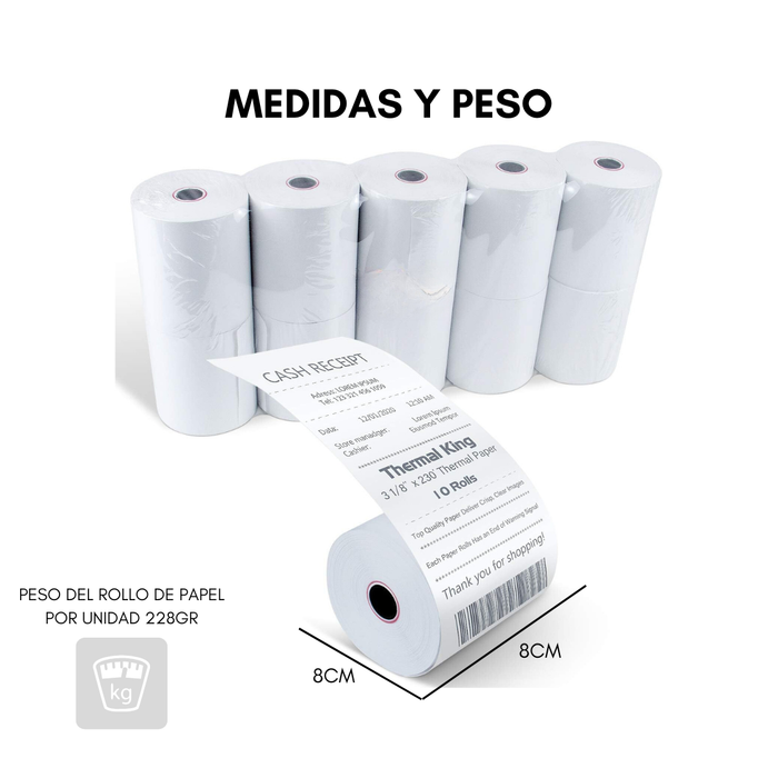 Caja 50 Rollos Papel Térmico 80mm X 80mts Largo Telotenemos Papel Para Impresora Térmica Papel Rollo Termico Boleta Factura Color Blanco