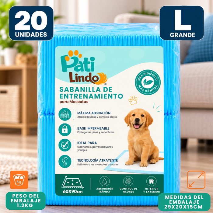 20 Pañales Sabanillas Entrenamiento Absorbentes Mascota Perros 60x90cm