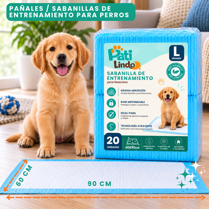20 Pañales Sabanillas Entrenamiento Absorbentes Mascota Perros 60x90cm