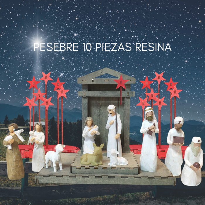 Pesebres Navideños De Resina 10 Piezas Pesebre Artesanal