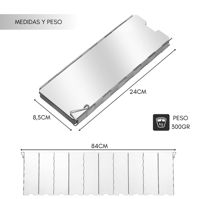 Protector De Viento Para Cocinilla Portatil Camping 84x24cm