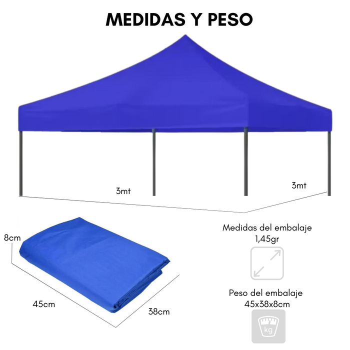 Repuesto Carpa Toldo Lona Impermeable 3*3m Protección Uv