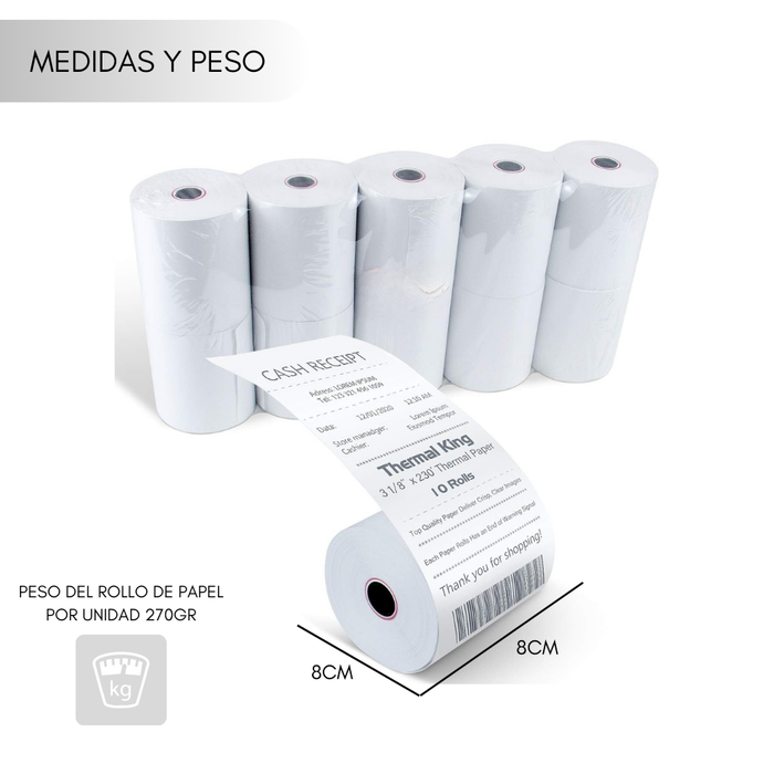 Rollos Térmicos 80x80mm Cinta Papel Impresora Térmica 50 Pza