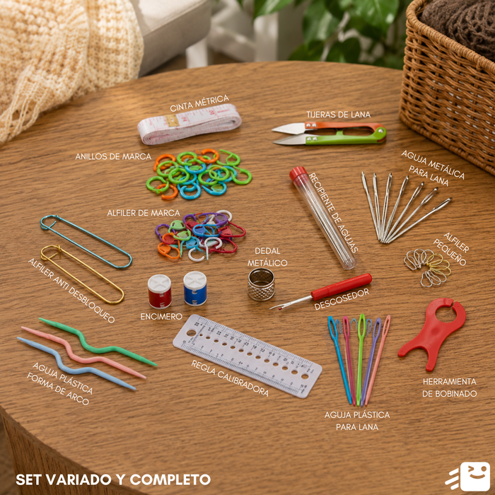 Set Estuche Crochet Silicona Tejidos Palillos Para Tejer