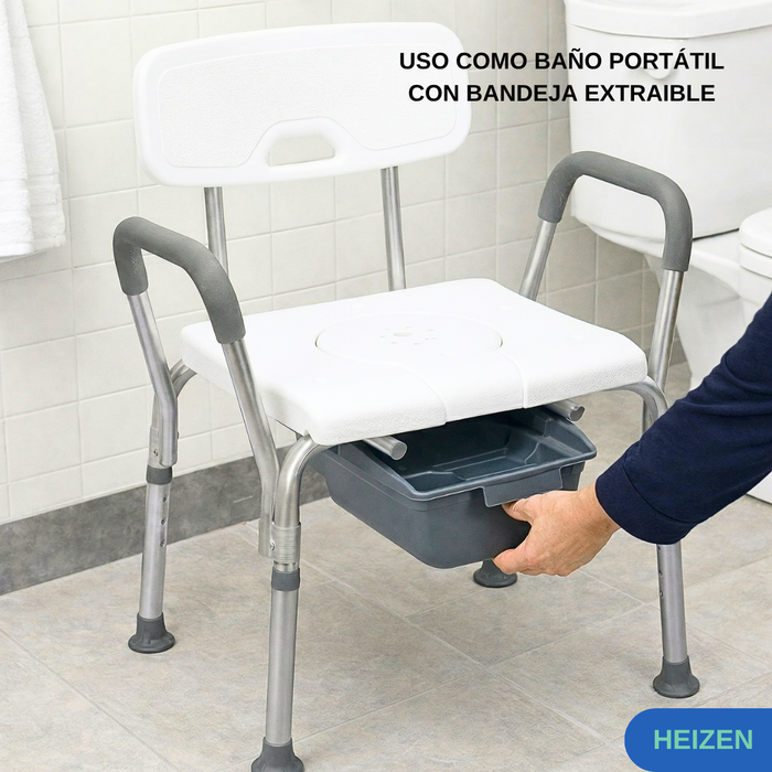 Silla Baño Ducha Portatil Adulto Mayor Enfermos Aluminio