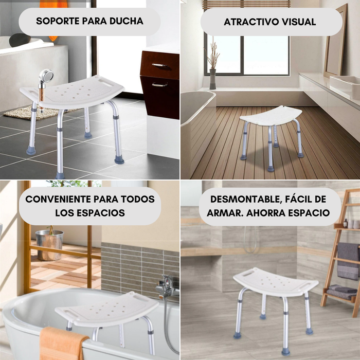 Silla Baño Ajustable Antideslizante Soporte De Ducha 130 Kg