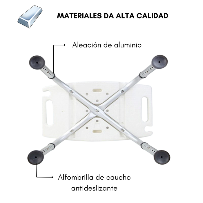 Silla Baño Ajustable Antideslizante Soporte De Ducha 130 Kg Blanco
