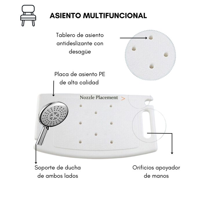 Silla Baño Ajustable Antideslizante Soporte De Ducha 130 Kg Blanco