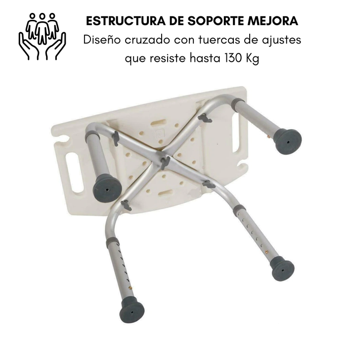 Silla Baño Ajustable Antideslizante Soporte De Ducha 130 Kg Blanco