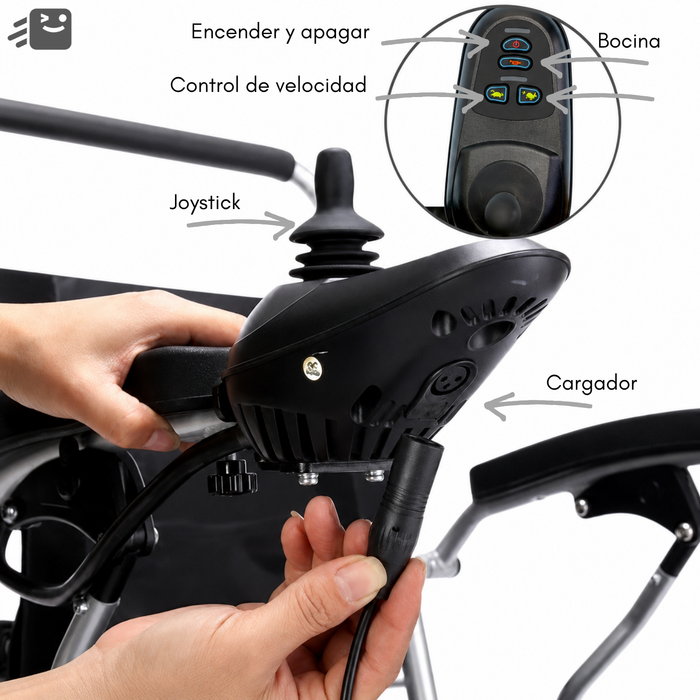 Silla de Ruedas Eléctrica Plegable con Joystick