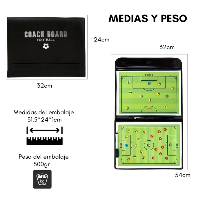 Tablero Táctico De Fútbol Plástico Tamaño Expandido 32*54cm