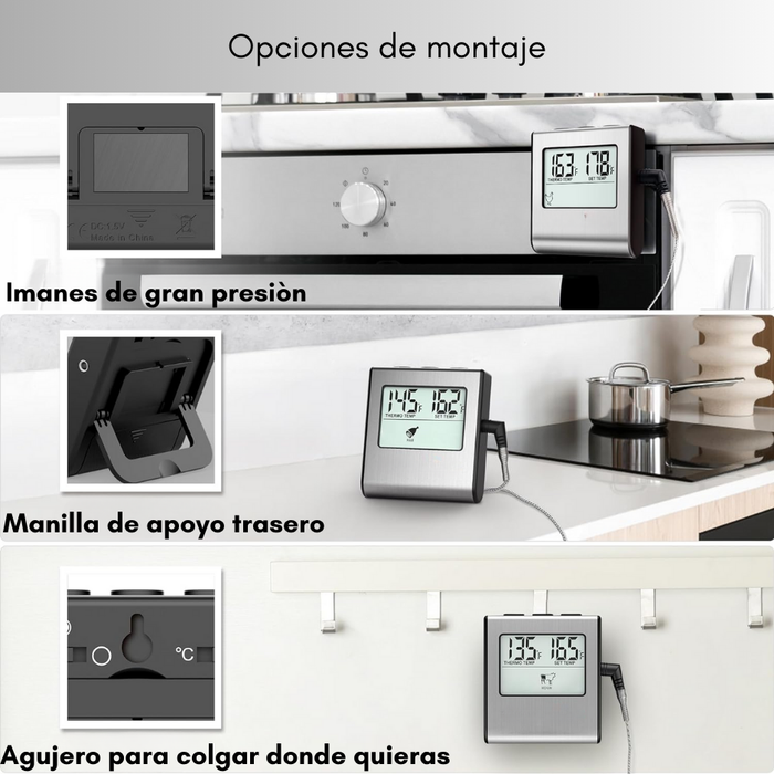 Termometro Digital Cocina Con Sonda Carnes Premium Tp16