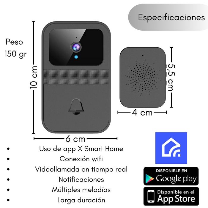 Timbre Inalámbrico Exterior Wifi Cámara 1080p Casa Seguridad