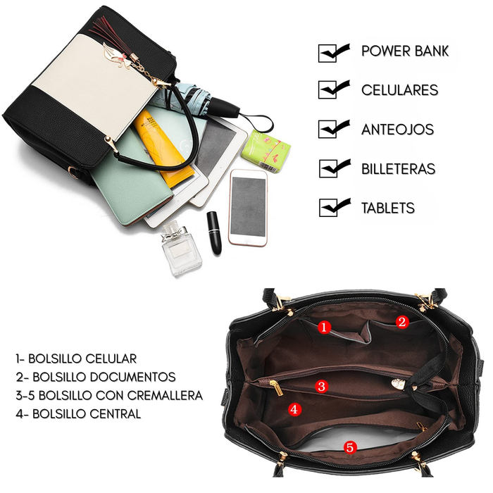 Cartera Cuero Sintetico Mujer Mano Hombro Bolso Elegante