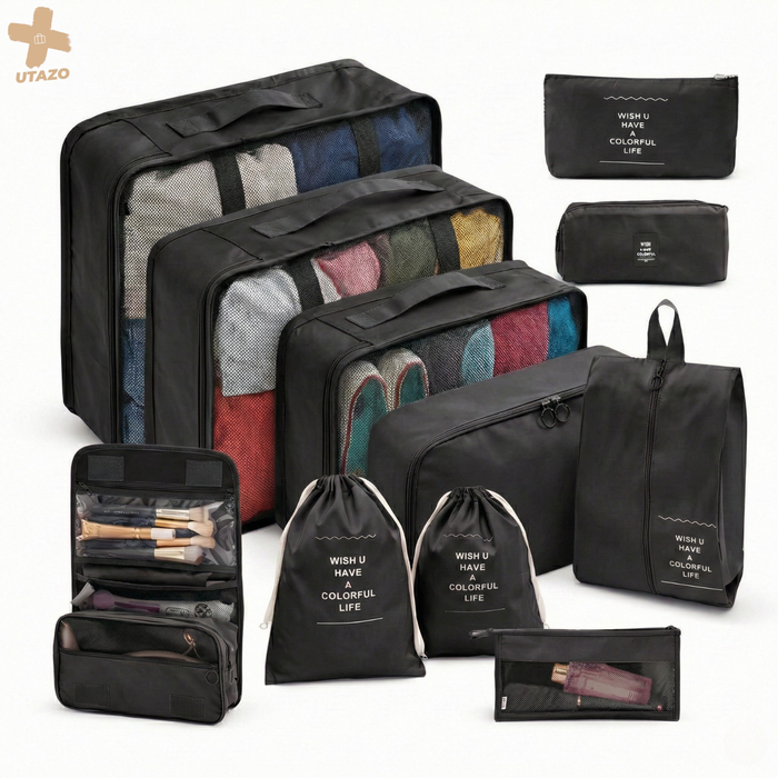 Set 11 Organizador Maleta Bolsos Viaje Organizadores Utazo® Negro