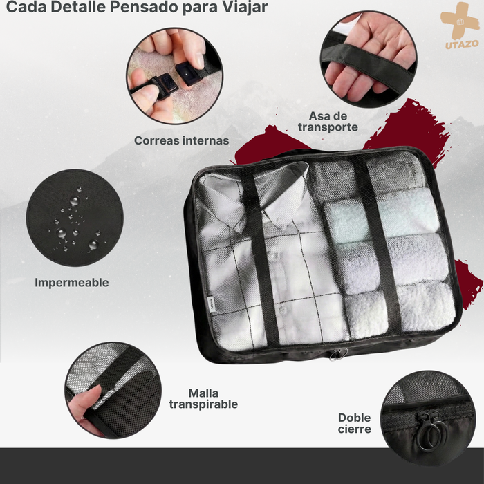 Set 11 Organizador Maleta Bolsos Viaje Organizadores Utazo® Negro