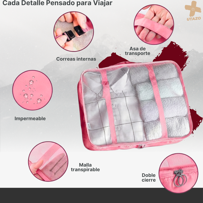 Set 11 Organizador Maleta Bolsos Viaje Organizadores Utazo® Rosa