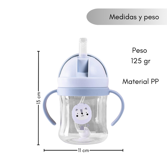 Vaso Antiderrame con Bombilla Entrenamiento Bebé 250ml 360°