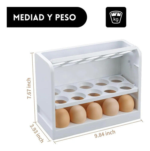 2 Organizador Huevos Caja Huevera Refrigerador 3 Niv 30unid