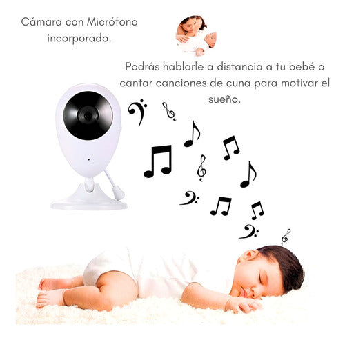 Cámara Inalámbrica Monitor Bebé Visión Nocturna Wifi 2,4 In