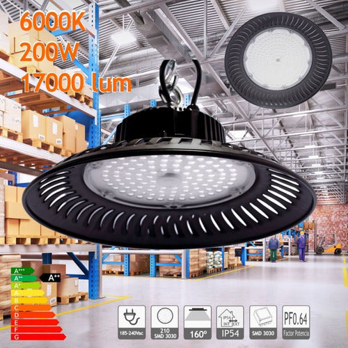 2 Focos Campana Lampara Ufo Led 200w Techo Iluminación