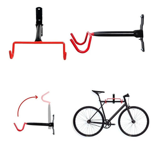 Soporte Horizontal de Pared para Bicicleta Rojo y Negro
