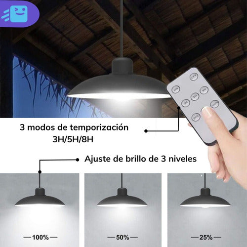 Lámpara de Techo Colgante Foco Solar Led 120w Plafón + Control Ip67