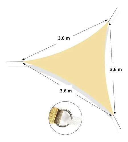 Carpa Toldo Vela Triangular Impermeable para el Sol 3.6 Mt