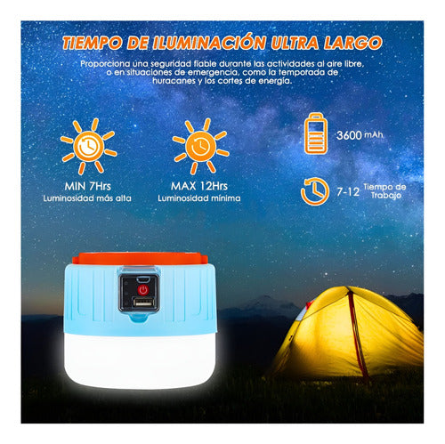 Lampara Power Bank Solar Portátil Usb C/control Camping Sos