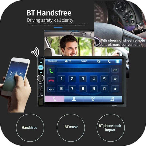 Radio Auto Pantalla Touch Bluetooth 2 Din Cámara Retroceso