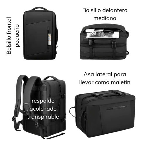 Mochila Carry On Impermeable  Capucha Expansible 35 Lts